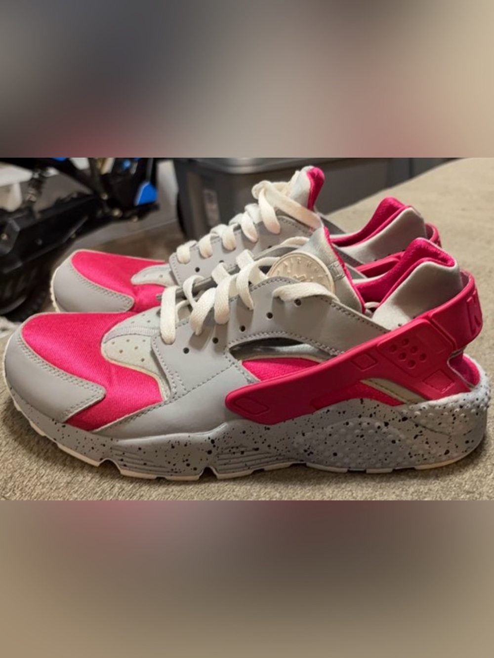 Nike Air Huarache Pink and Gray Sneakers